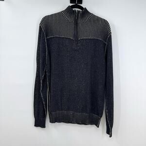 VTG Y2K BKE by Buckle Quarter Zip Sweater Mens L Black Gray NEW Knit Pullover